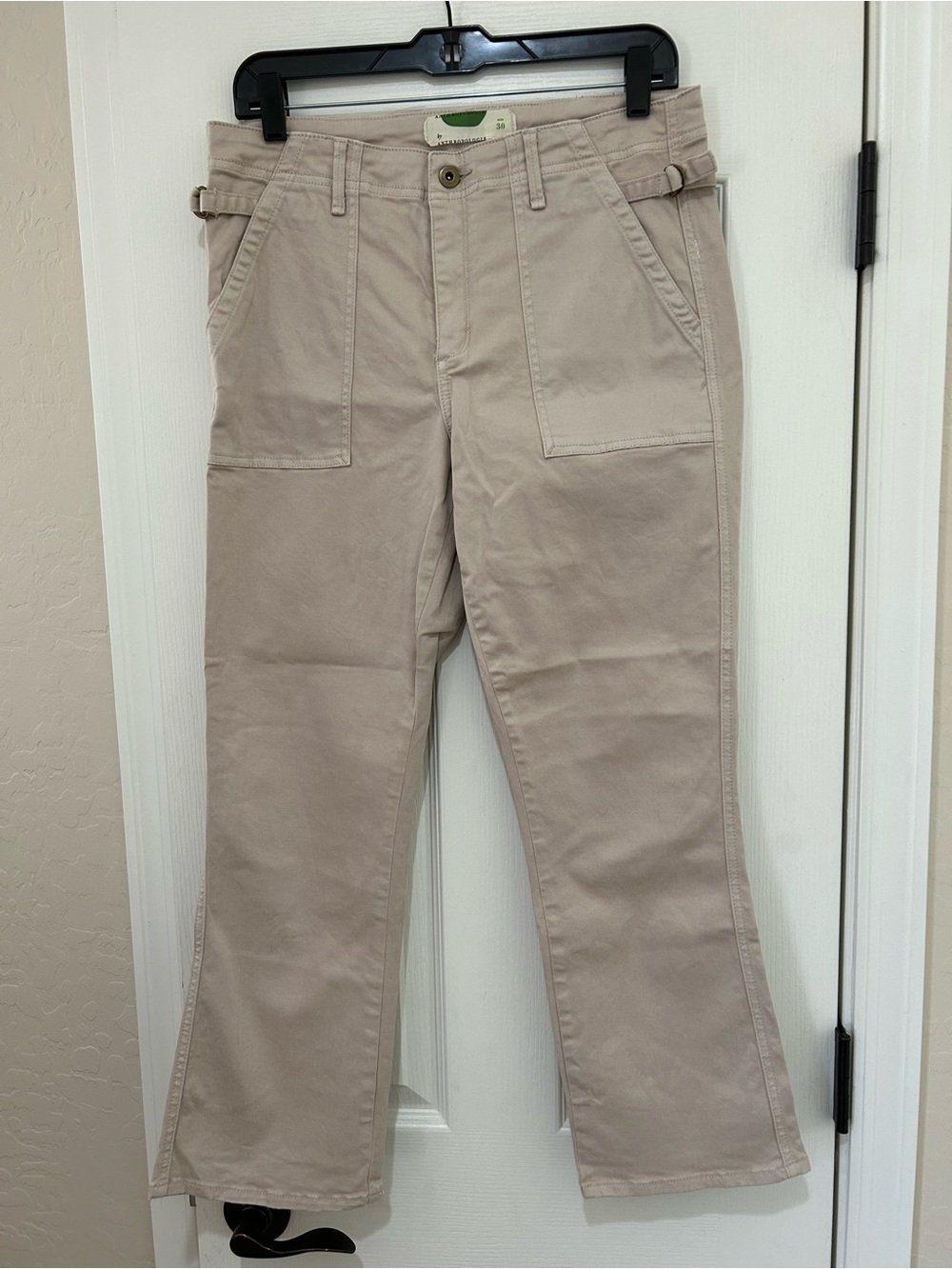 Anthropologie Women’s Cream Beige Utility Pants with Side Tabs LIKE NEW